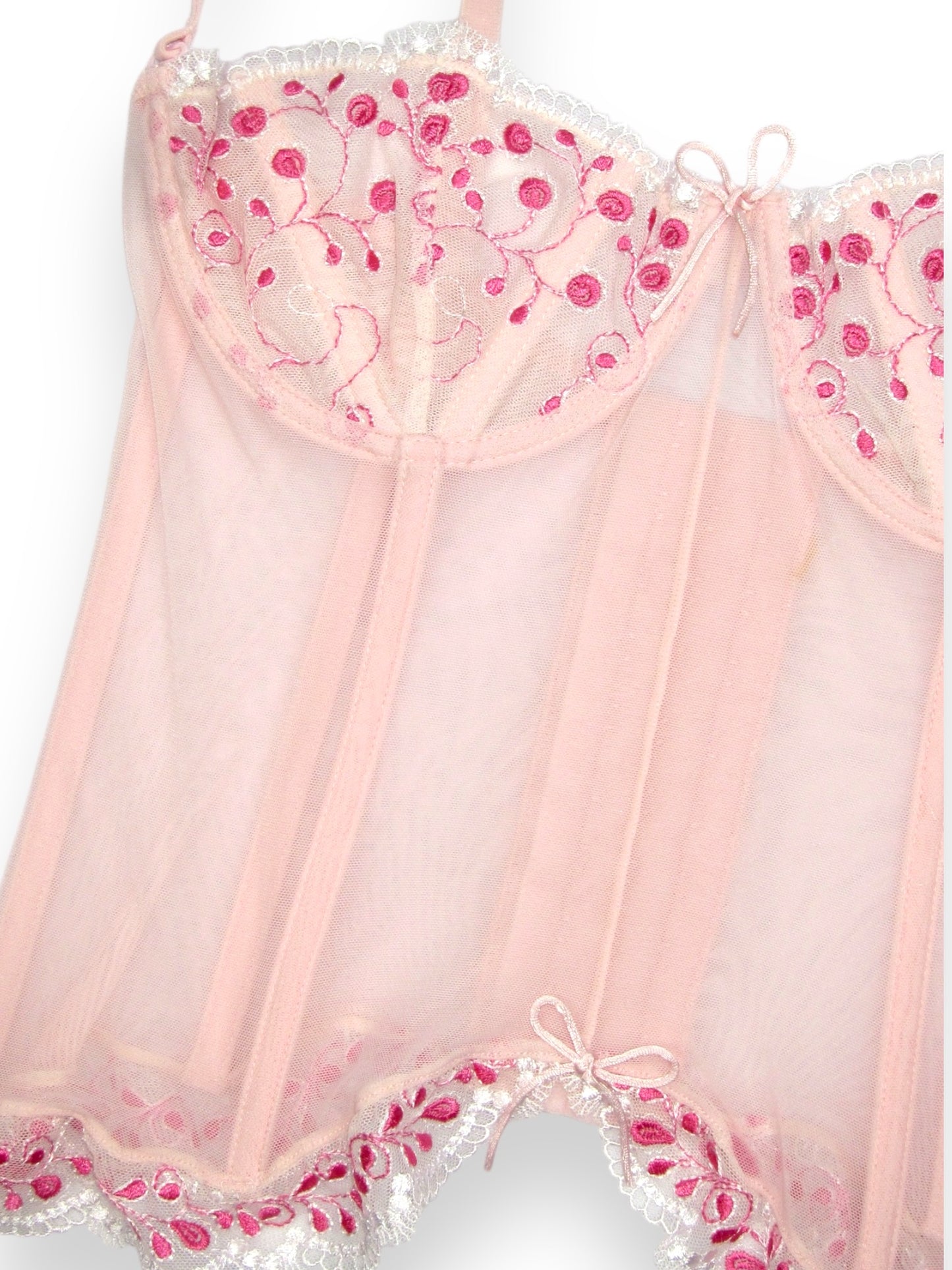 Corset lingerie en mesh rose pâle