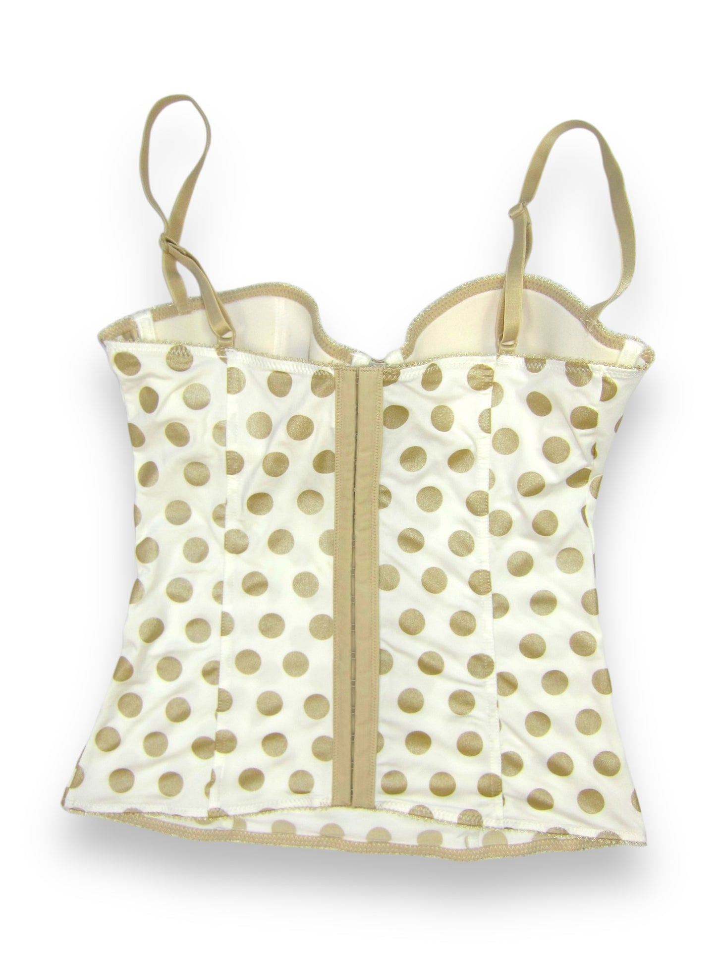 Corset lingerie beige à pois dorés