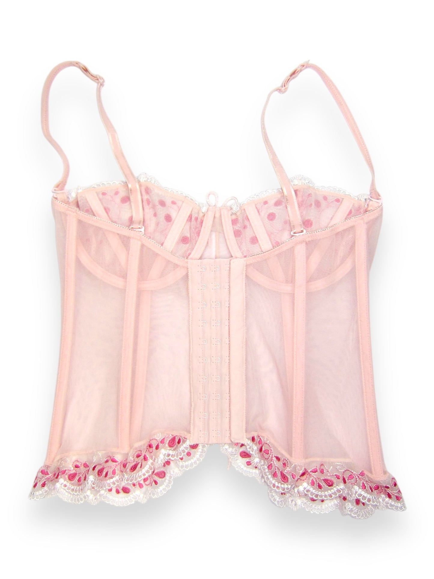 Corset lingerie en mesh rose pâle