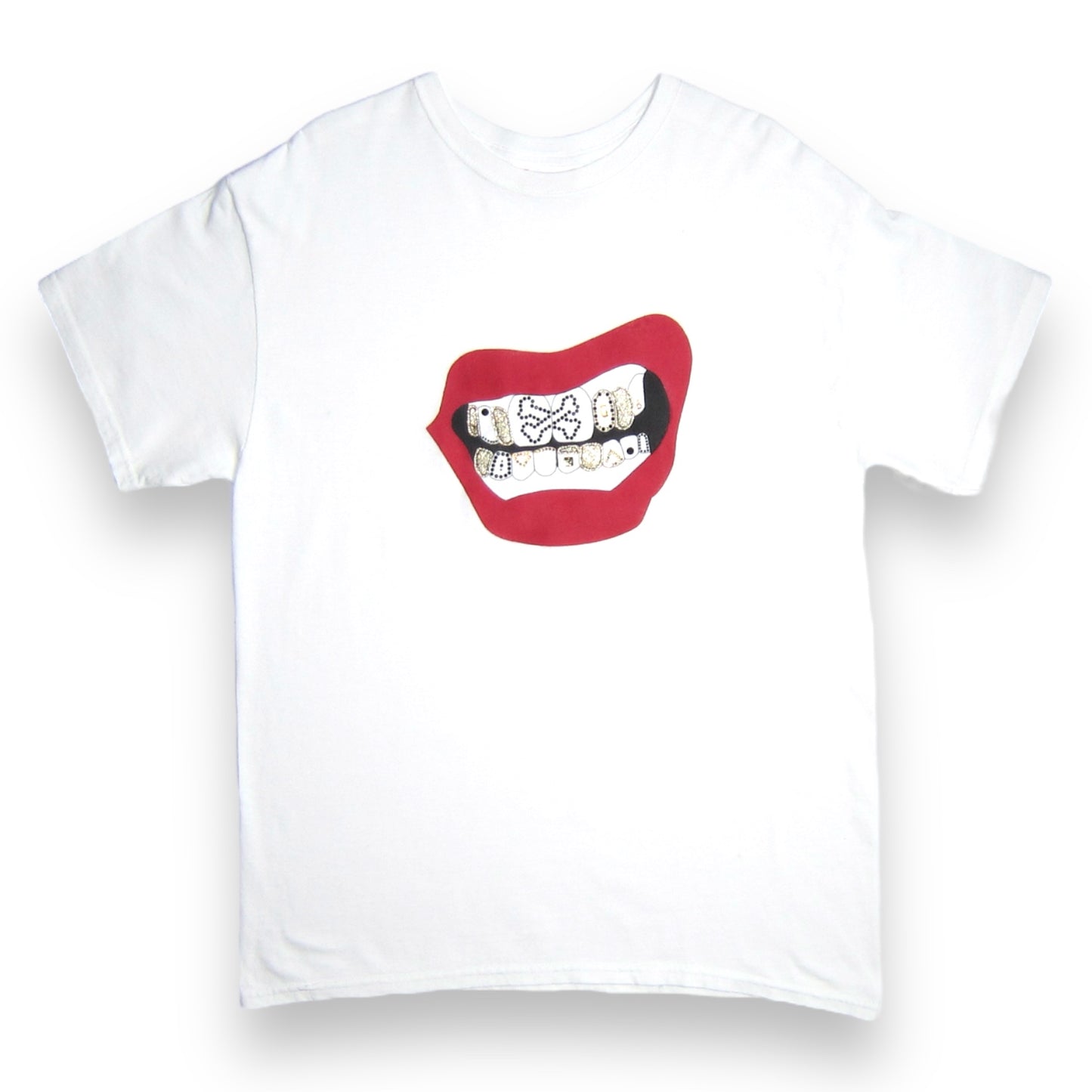 Tee-shirt sourire endiamenté rouge