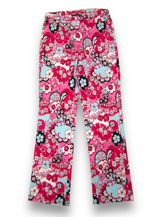 Pantalon droit à motifs rose