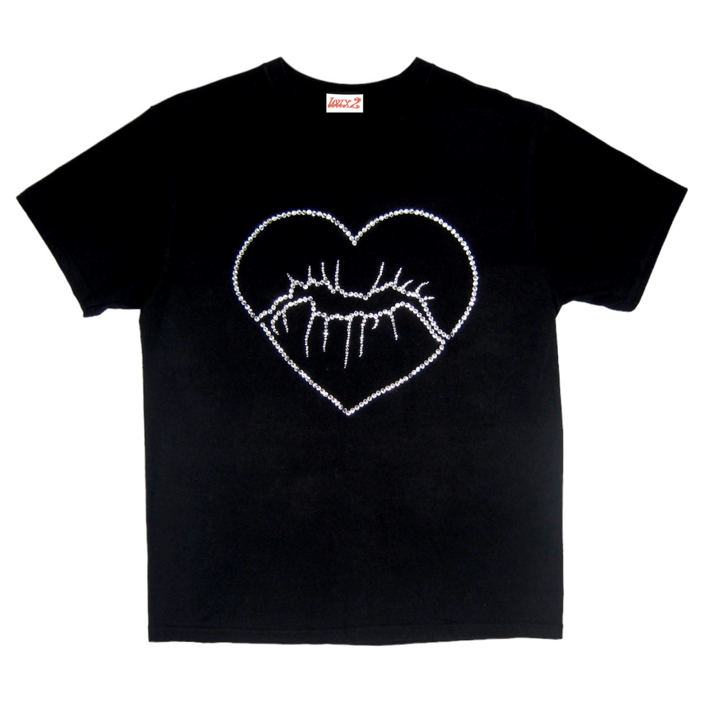 Tee-shirt bisous coeur en strass