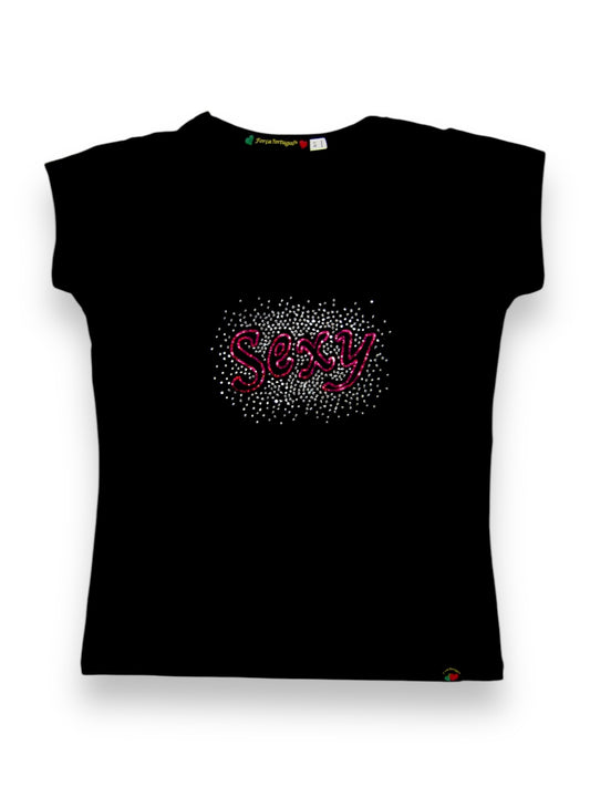 Tee-shirt avec impression « sexy » strass