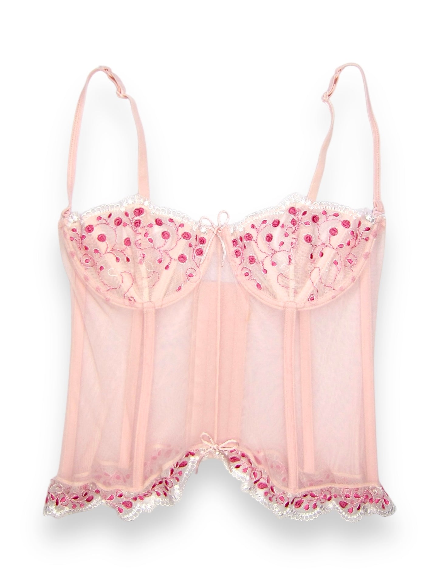 Corset lingerie en mesh rose pâle