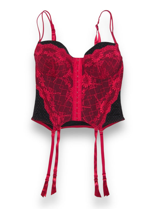 Corset lingerie en dentelle rouge