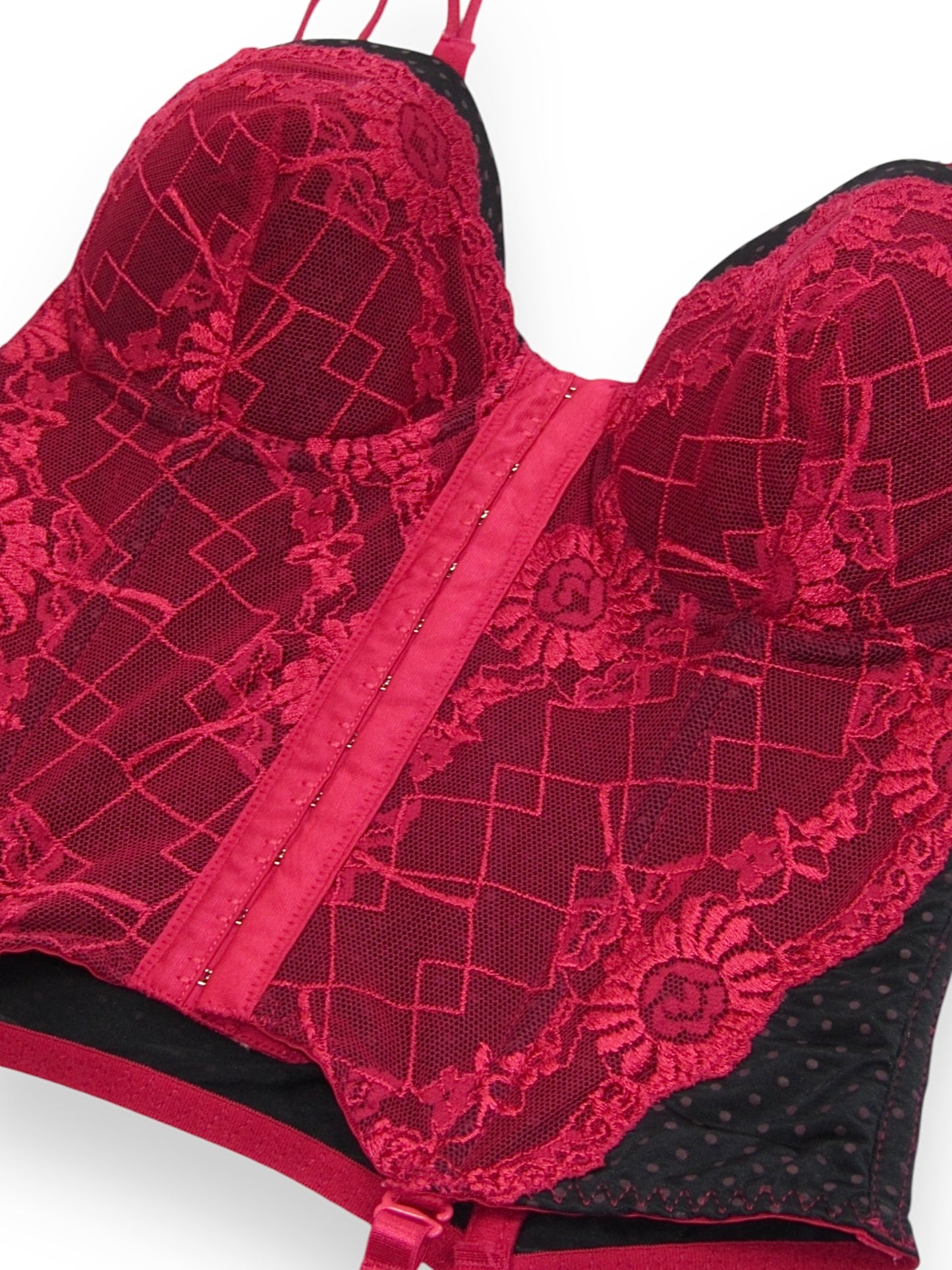 Corset lingerie en dentelle rouge