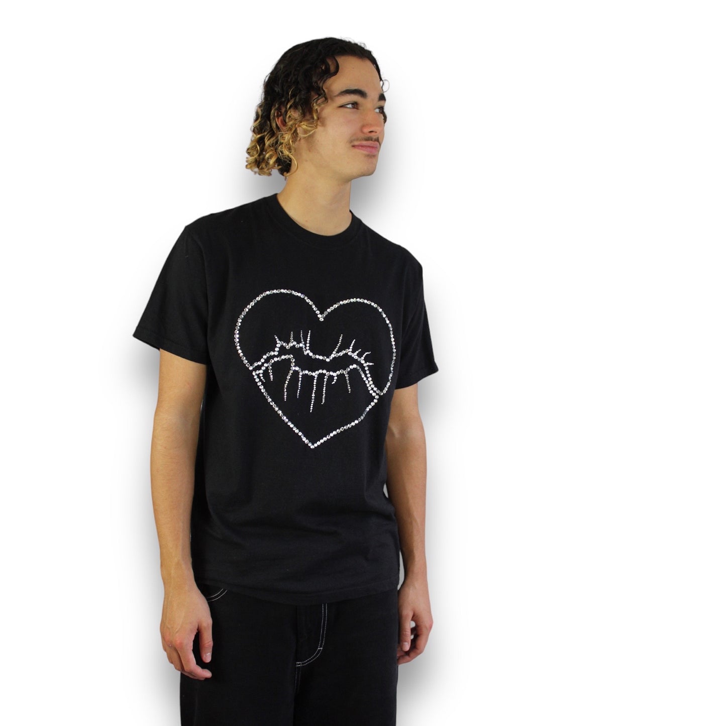 Tee-shirt bisous coeur en strass