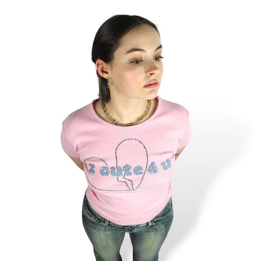 Tee-shirt rose "2 CUTE 4 U"